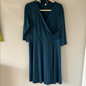Elegant Teal Faux-Wrap Dress